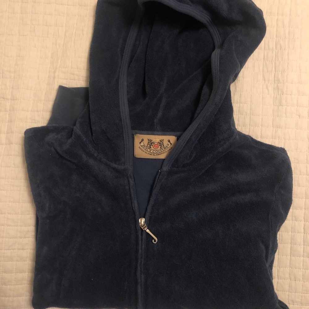 JUICY COUTURE terry zip up hoodie in steel blue